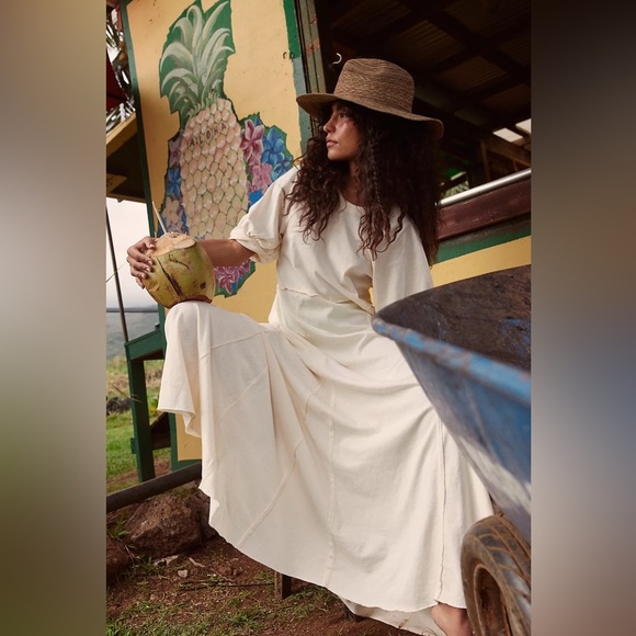NWT Free People Beach Brentwood Maxi Dress in Nilla Cream - Picture 2 of 11